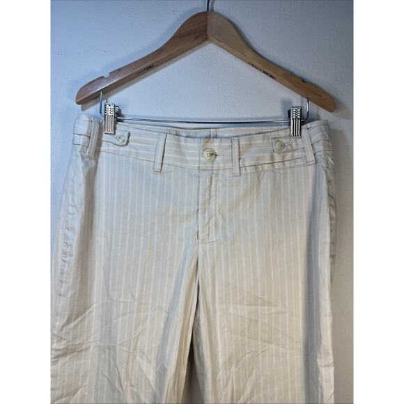 Banana Republic Stretch Size 10 Pin Striped Straight Capris Capri Pants Beige - Picture 3 of 7